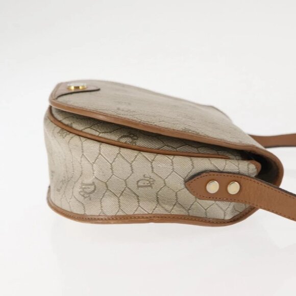 Christian Dior Honeycomb Canvas Shoulder Bag PVC Leather Beige - Picture 5 of 15